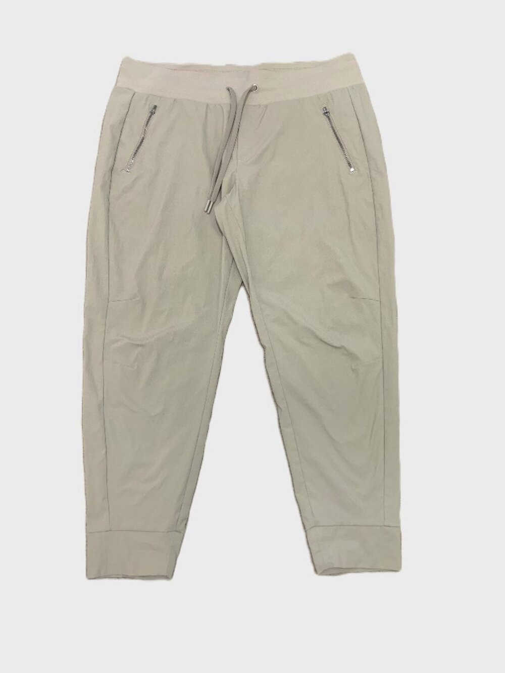 Athleta Women Jogger Pants Beige Lightweight Elastic Waist Cuffed Hem Size 16